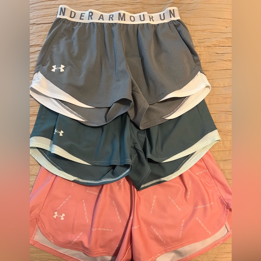 Under Armour Women's Athletic Shorts - Gray, Green, and Pink